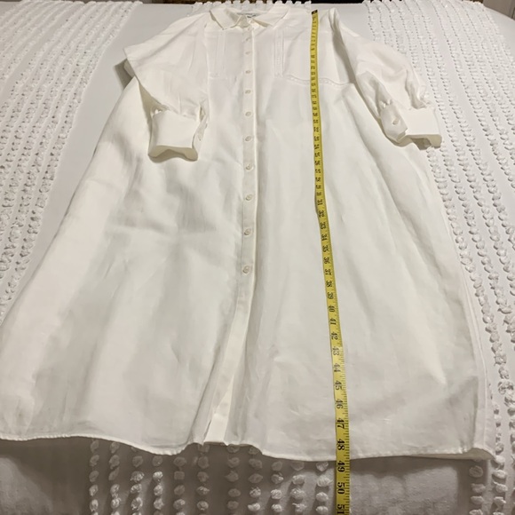 M&S Women Linen Rich Belted Collection Elegant White Shirt Dress Size 18 Quiet - Picture 16 of 16